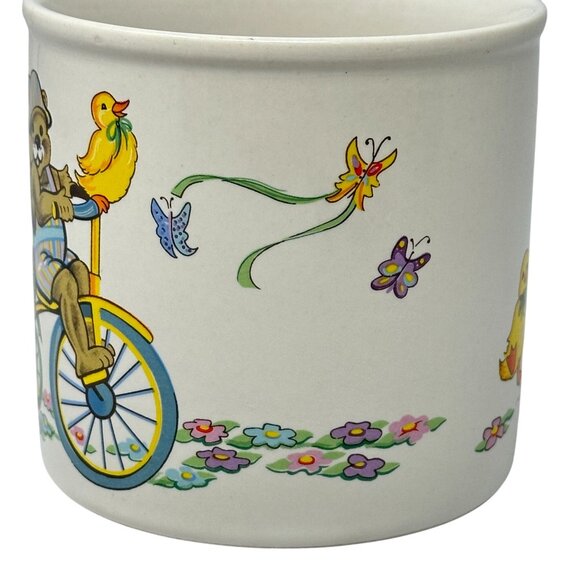 Napco 3519 Ceramic Planter Easter Spring Bears Ducks Butterflies Round 3.5 Inch - Picture 4 of 8